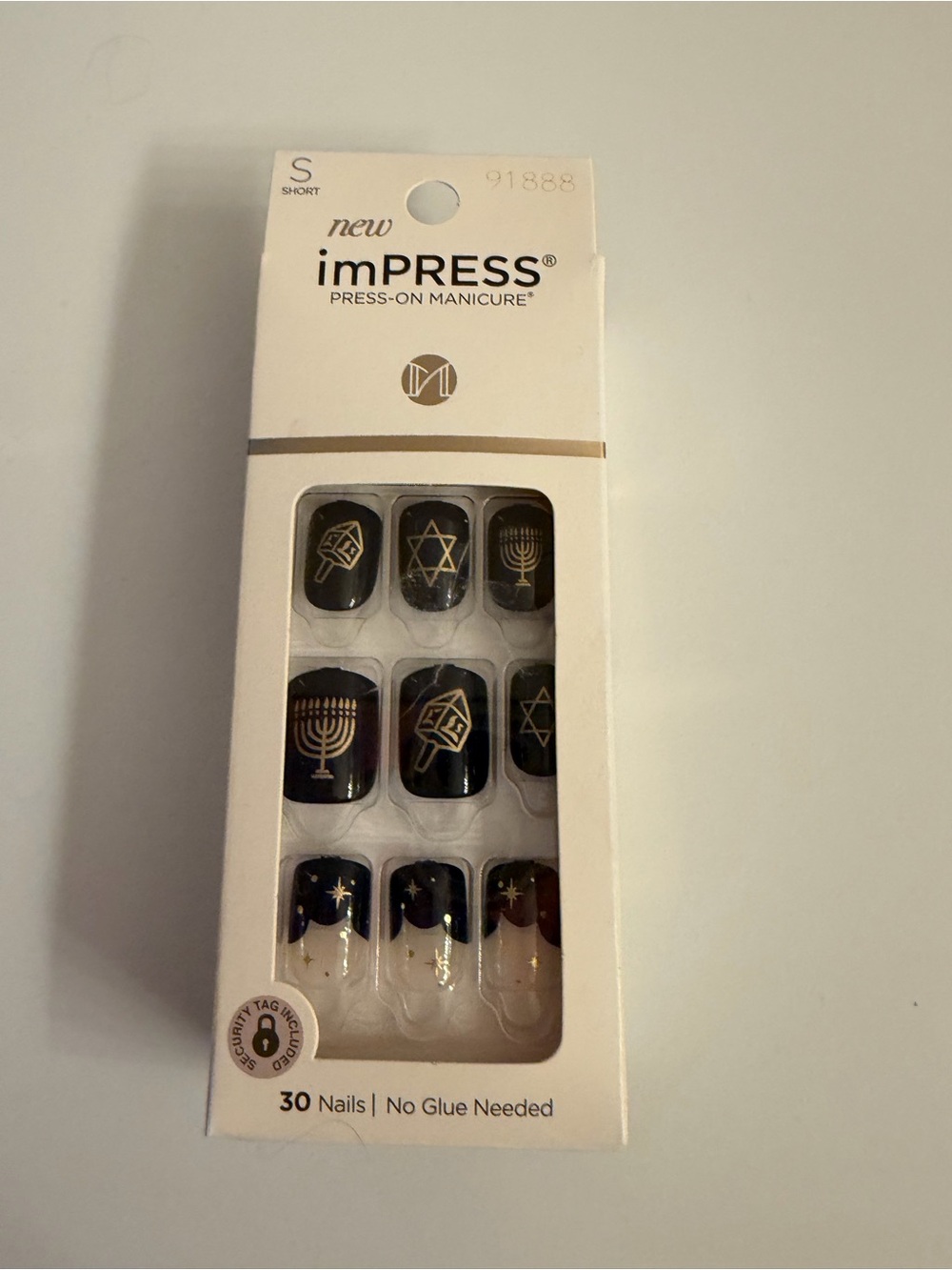 imPRESS Navy Blue and Gold Hanukkah Holiday Press-On Nails